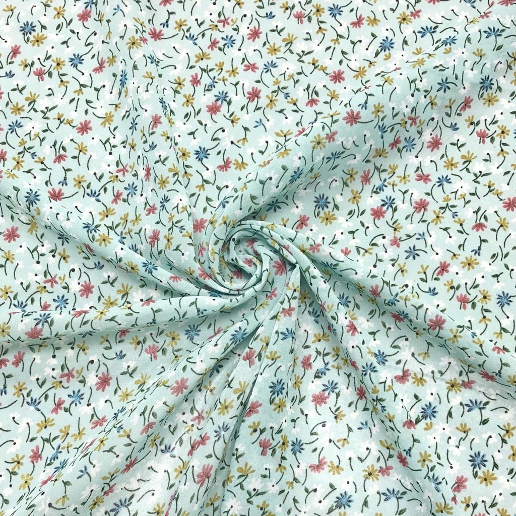 Mini Multicoloured Floral Georgette Fabric - Pound Fabrics