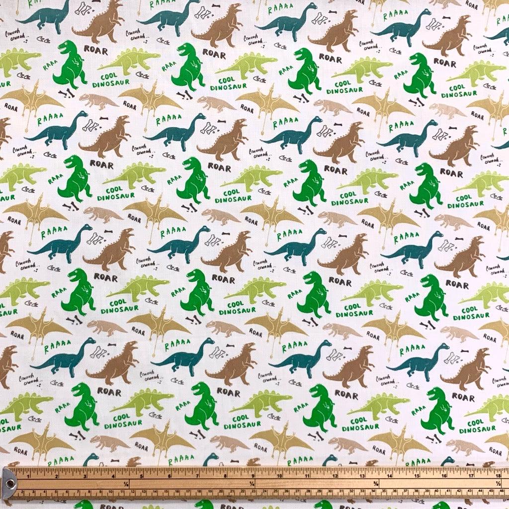 Cool Dinosaurs Polycotton Fabric - Pound Fabrics