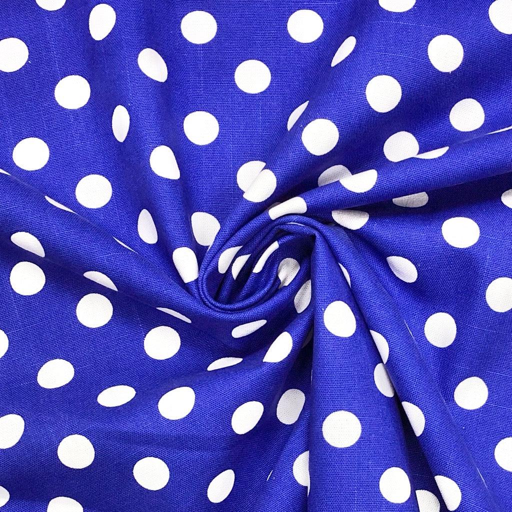 15mm White Polka Dot Cotton Canvas Fabric - Pound Fabrics