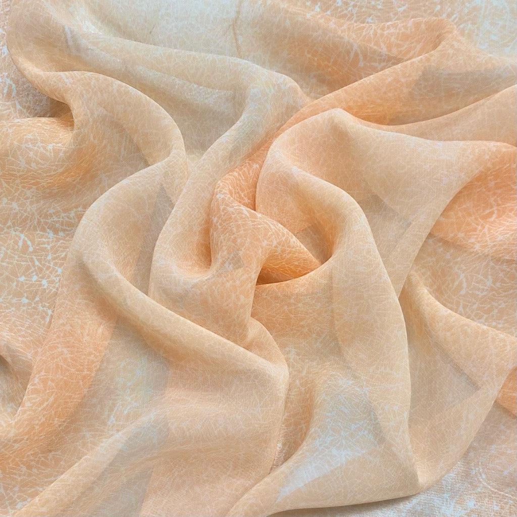 Messy White Lines Orange Stripes Chiffon Fabric - 3m Pre-cut - Pound Fabrics