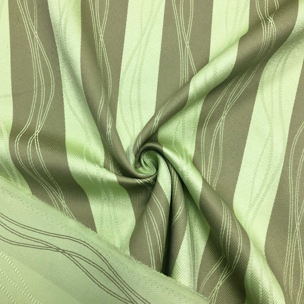 Green and Taupe Stripes and Lines Furnishing Fabric