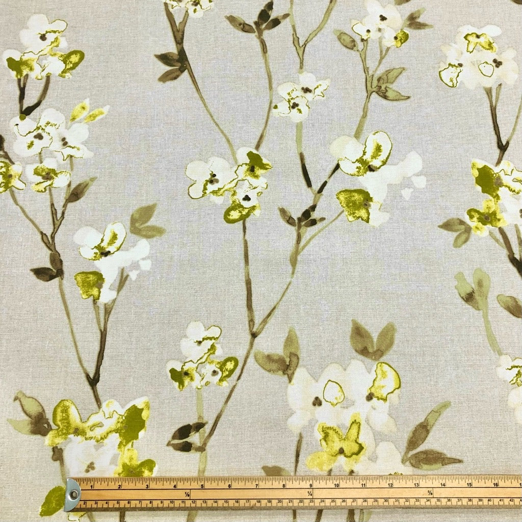 Watercolour Floral on Light Beige Panama Fabric