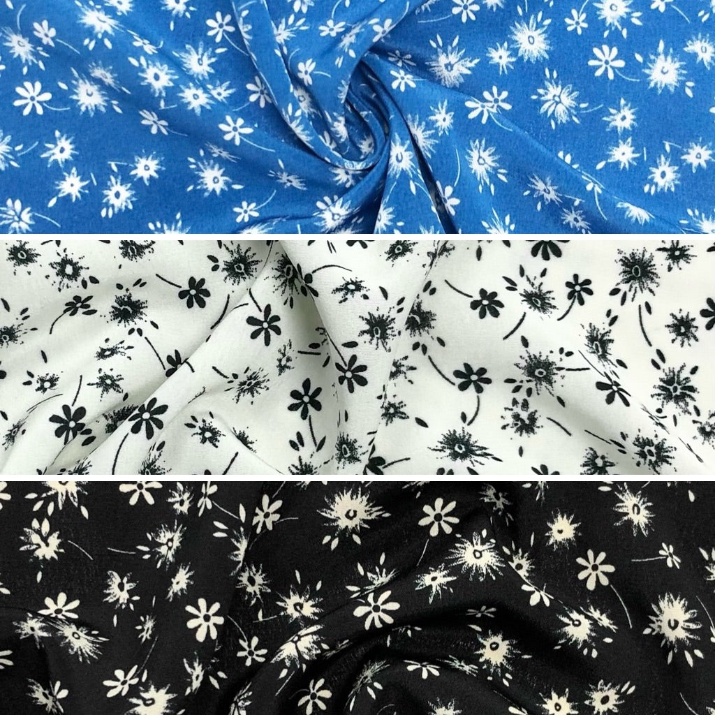 Single Floral Polyester Crepe Fabric