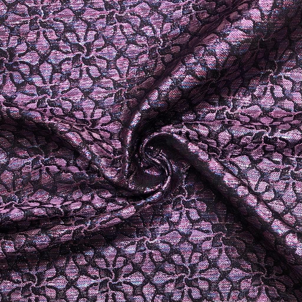 Symmetrical Floral on Pink Brocade Fabric - Pound Fabrics