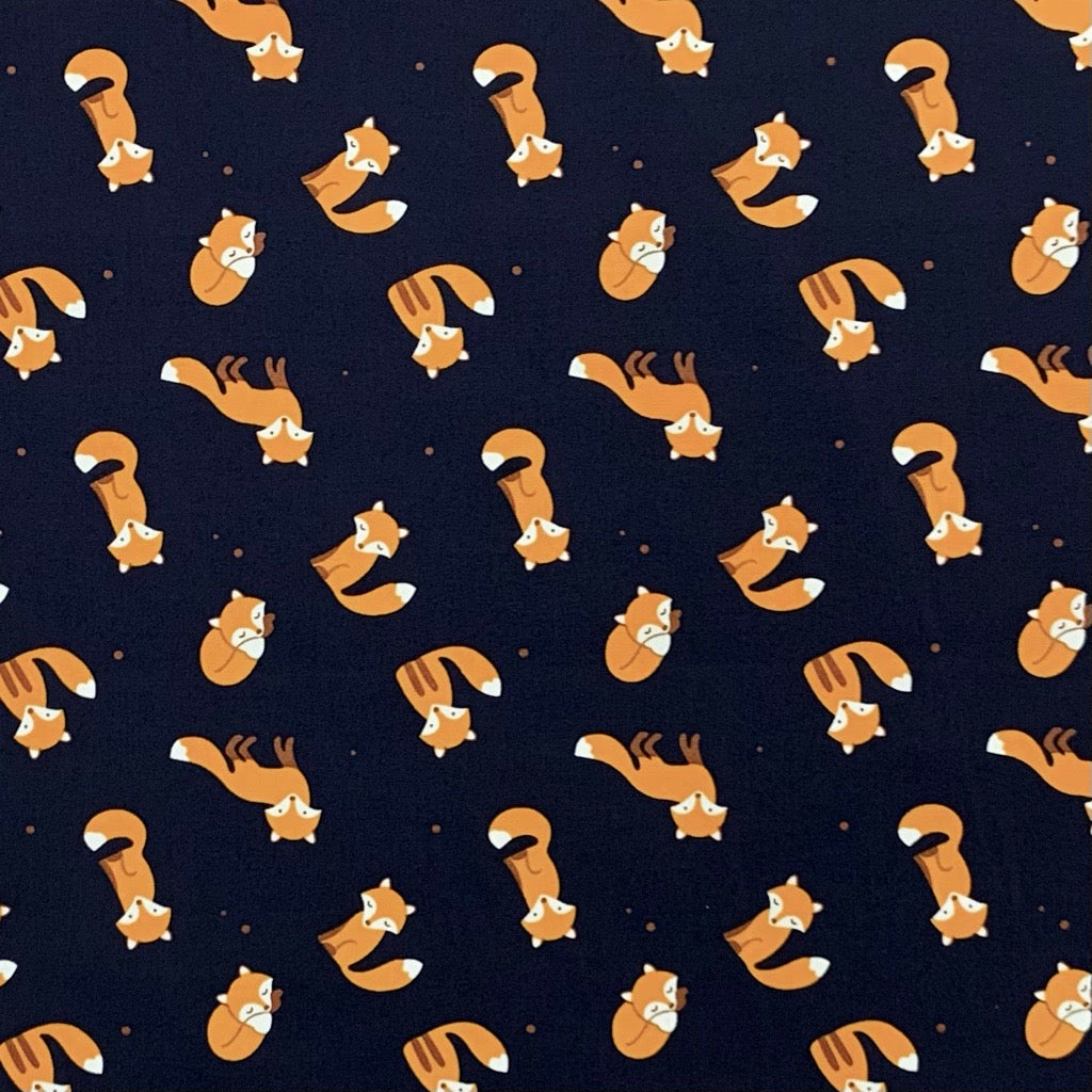 Foxes on Navy Rose &amp; Hubble Cotton Poplin Fabric - Pound Fabrics