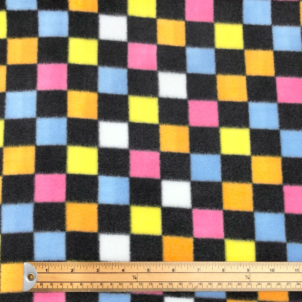 Rainbow Checkered Anti Pill Polar Fleece Fabric