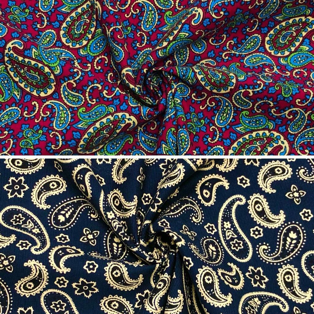 Ditsy Paisley Needlecord Fabric - Pound Fabrics