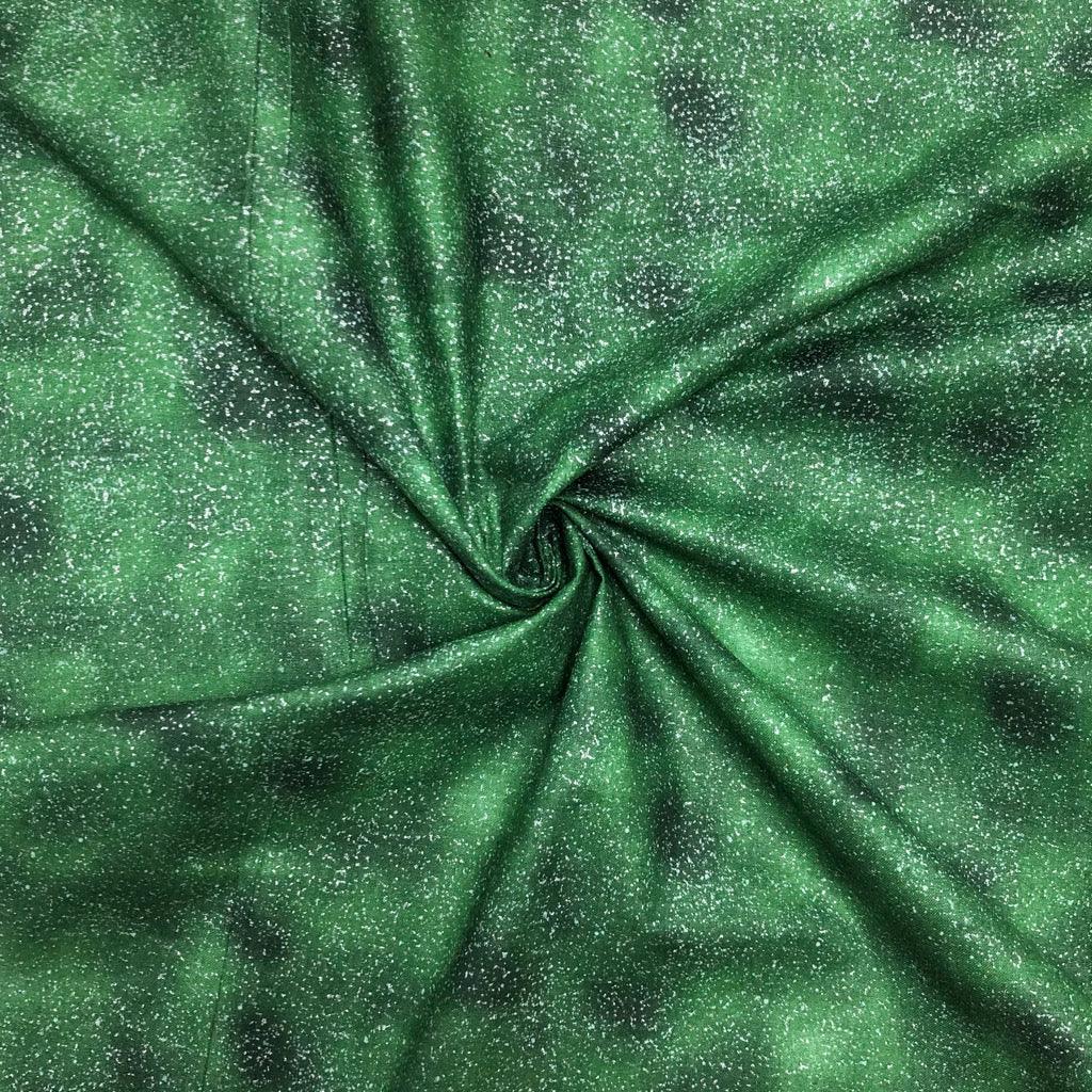 Green Blender with Glitter Christmas Cotton Fabric - John Louden - Pound Fabrics