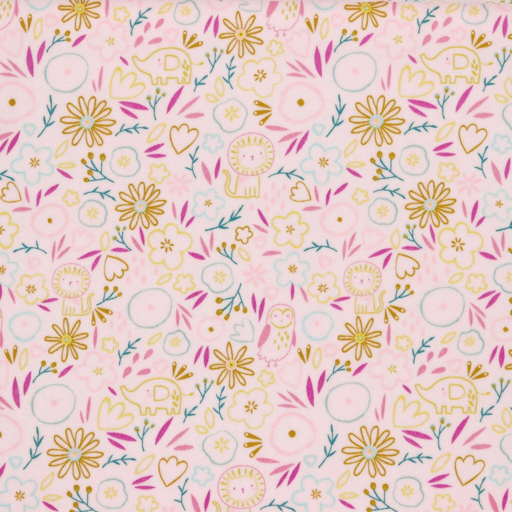 Flowers and Animals Nicky Velour Fabric - Pound Fabrics