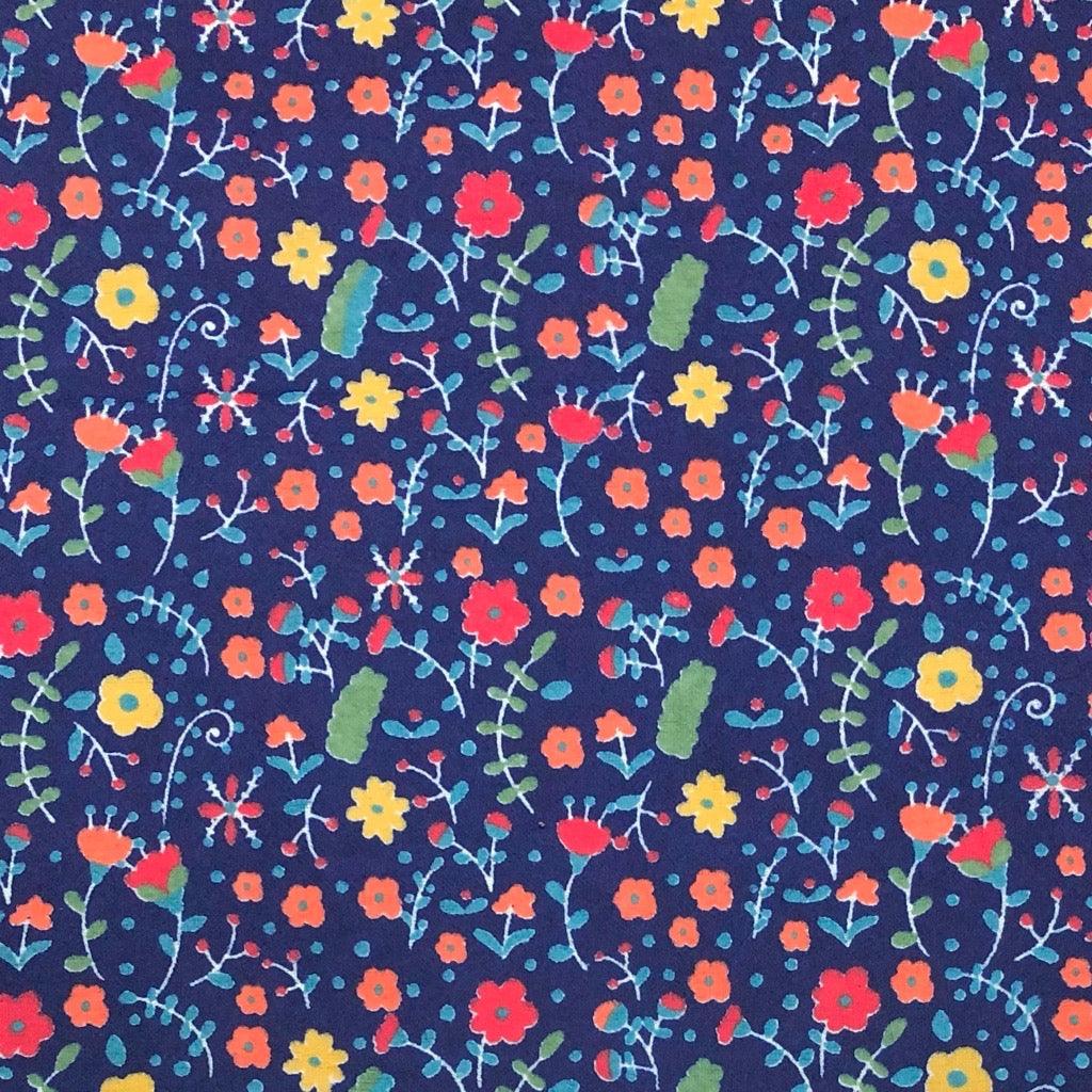 Red Floral Garden Brushed Cotton Fabric - Pound Fabrics