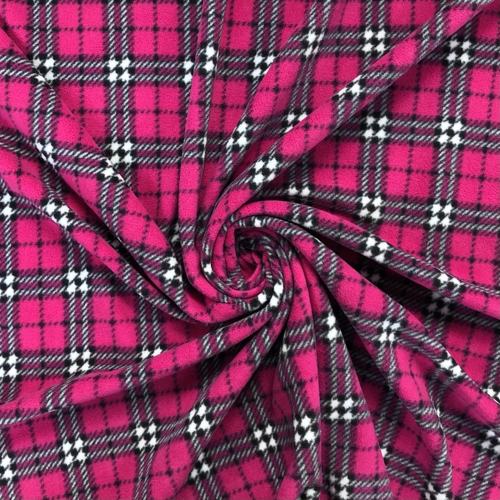 Pink Checkered Anti Pill Polar Fleece Fabric