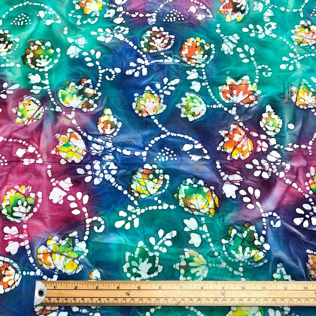 Abstract Floral Cotton Batik Fabric - John Louden - Pound Fabrics