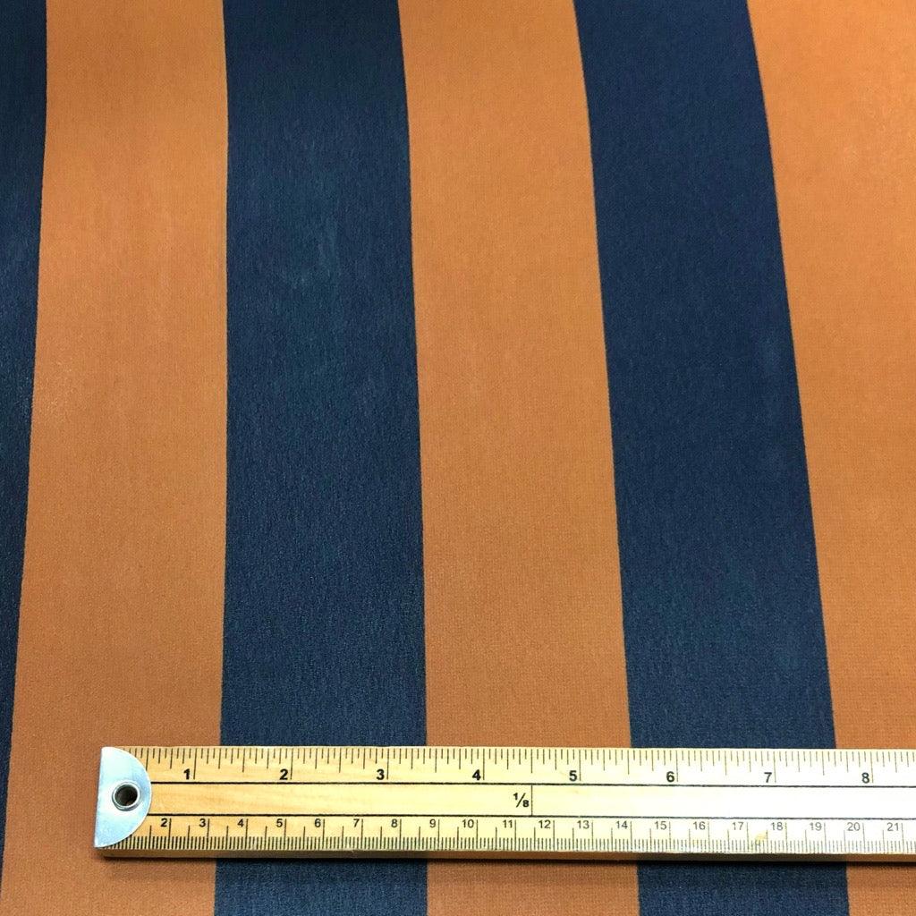 Navy and Ochre Stripes Chiffon Fabric - 3m Pre-cut - Pound Fabrics