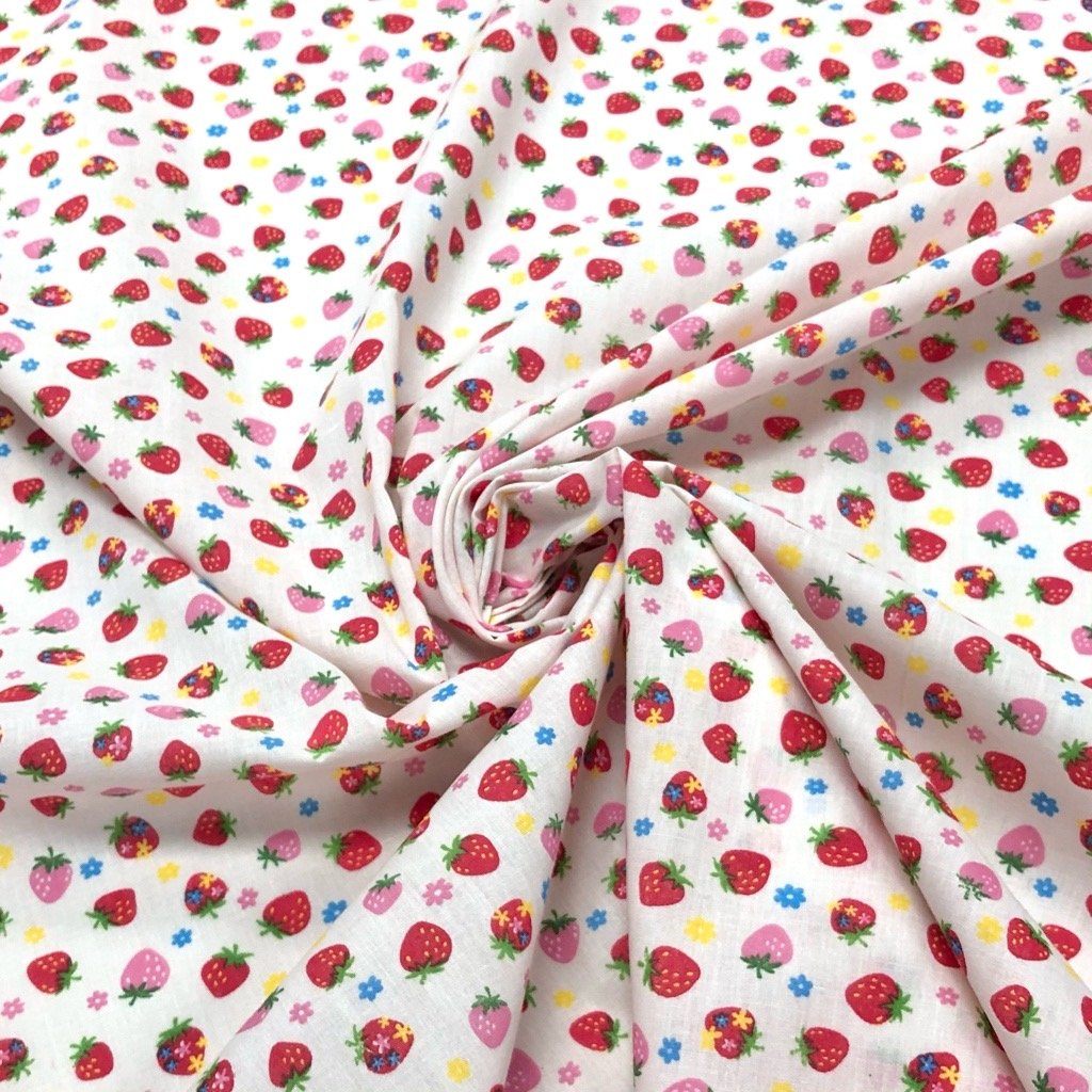 Strawberry Cotton Fabric Fabrics  Cotton Fabric Strawberry Print