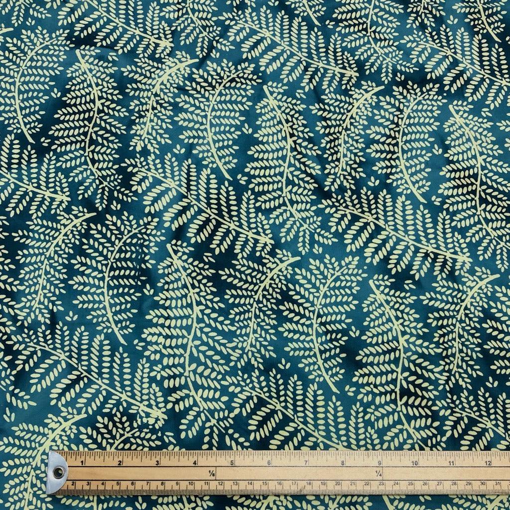 Ferns on Navy Cotton Batik Fabric - John Louden - Pound Fabrics