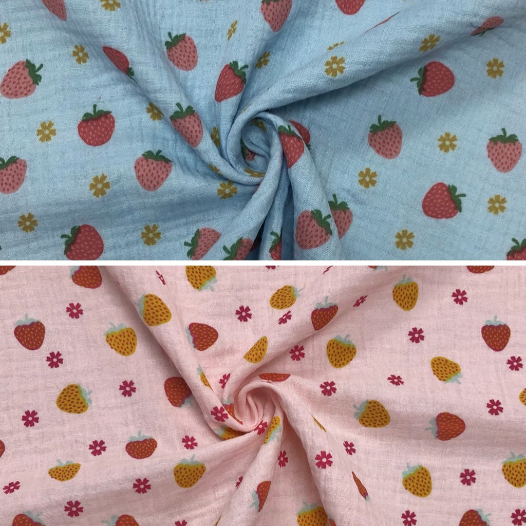 Strawberries Double Gauze Fabric