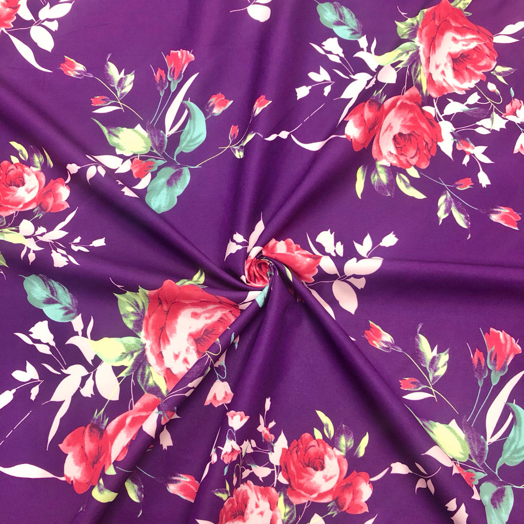 Large Roses Cotton-Touch Polyester Fabric