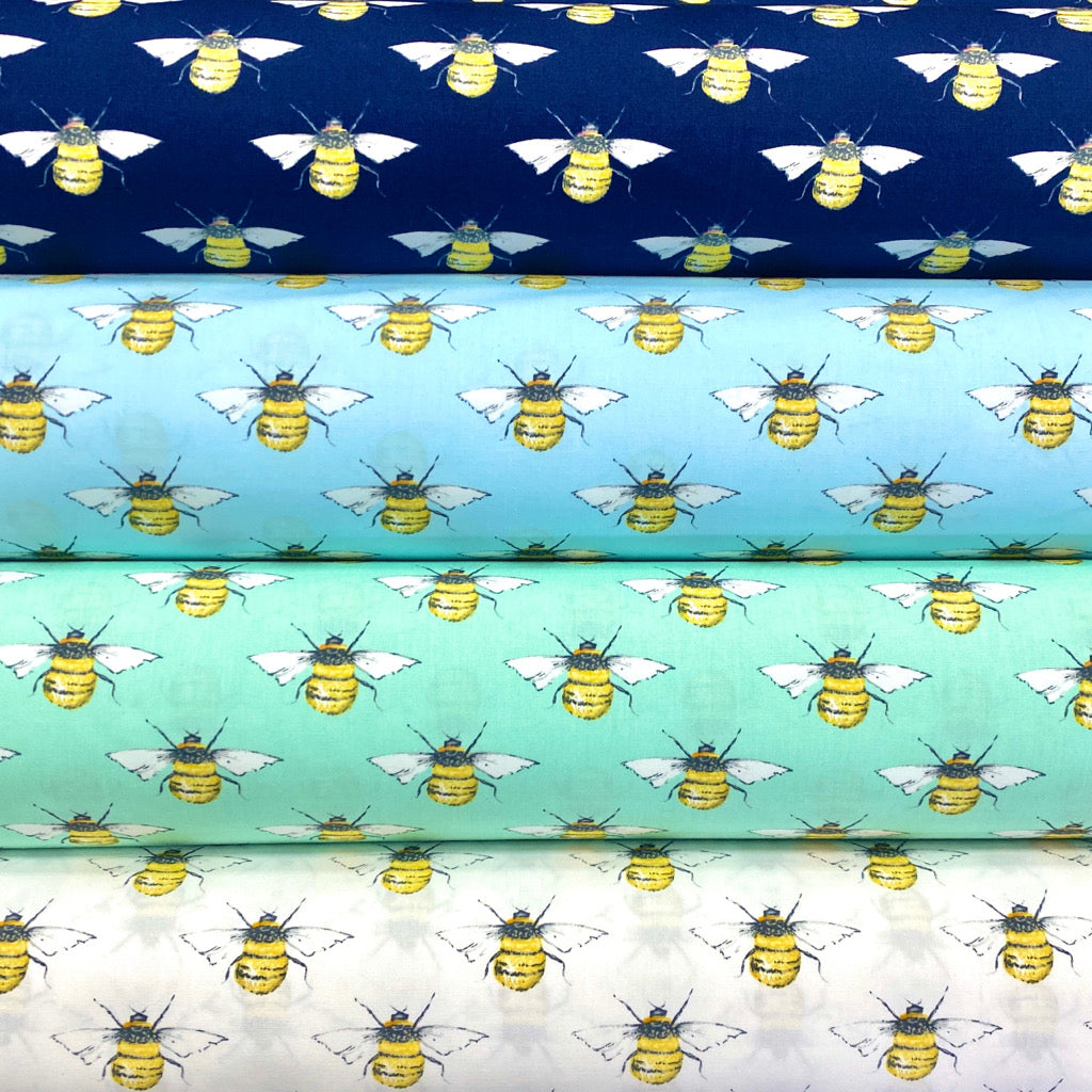 Uniform Bumble Bees Rose &amp; Hubble Cotton Poplin Fabric - Pound Fabrics