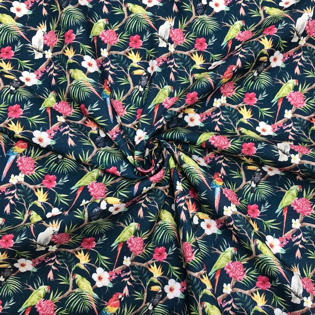 Tropical Birds and Flowers Cotton Fabric - Pound Fabrics