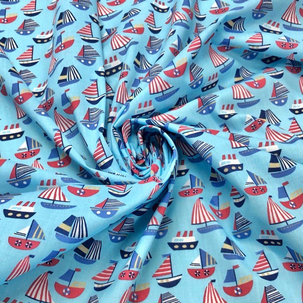Boats at Sea Polycotton Fabric – Pound Fabrics