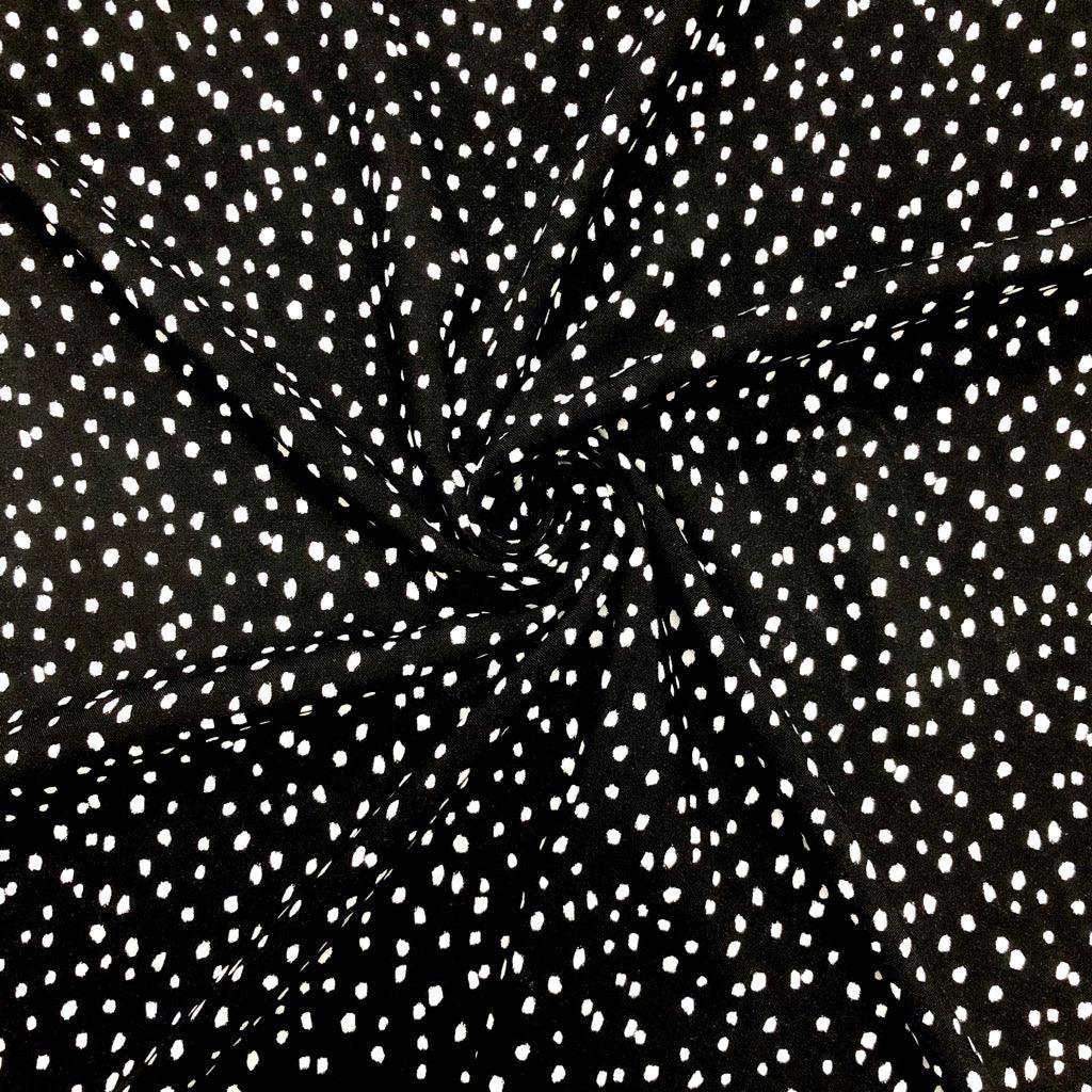 Black and White Spot Viscose Fabric - Pound Fabrics