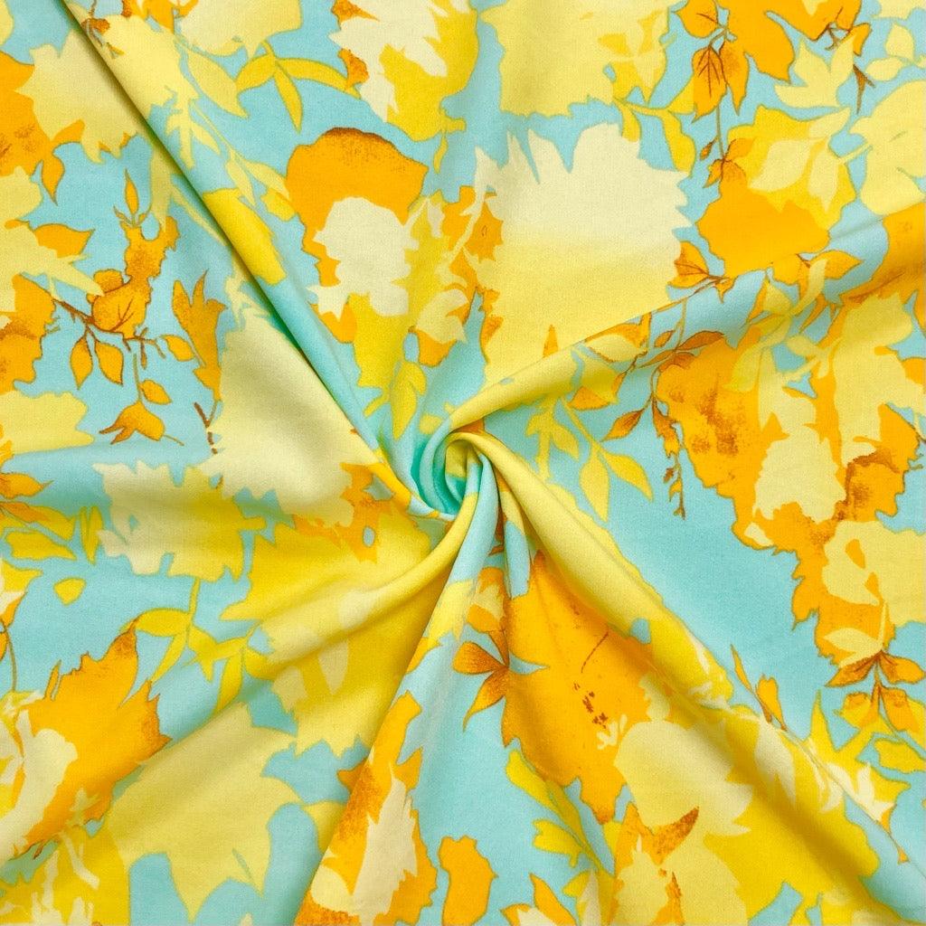 Colourful Leaves Silhouette Crepe Fabric - Pound Fabrics