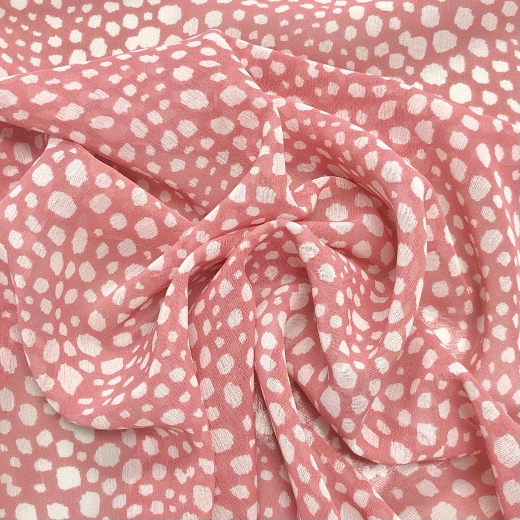 White Spots Crinkle Chiffon Fabric - 3m Pre-cut - Pound Fabrics