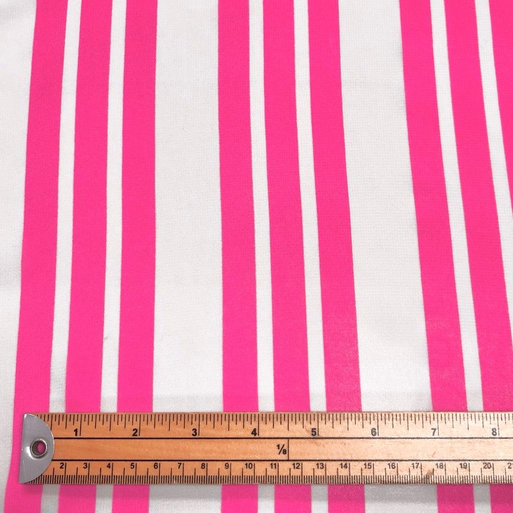 Pink Stripes on Cream Chiffon Fabric - 3m Pre-cut - Pound Fabrics