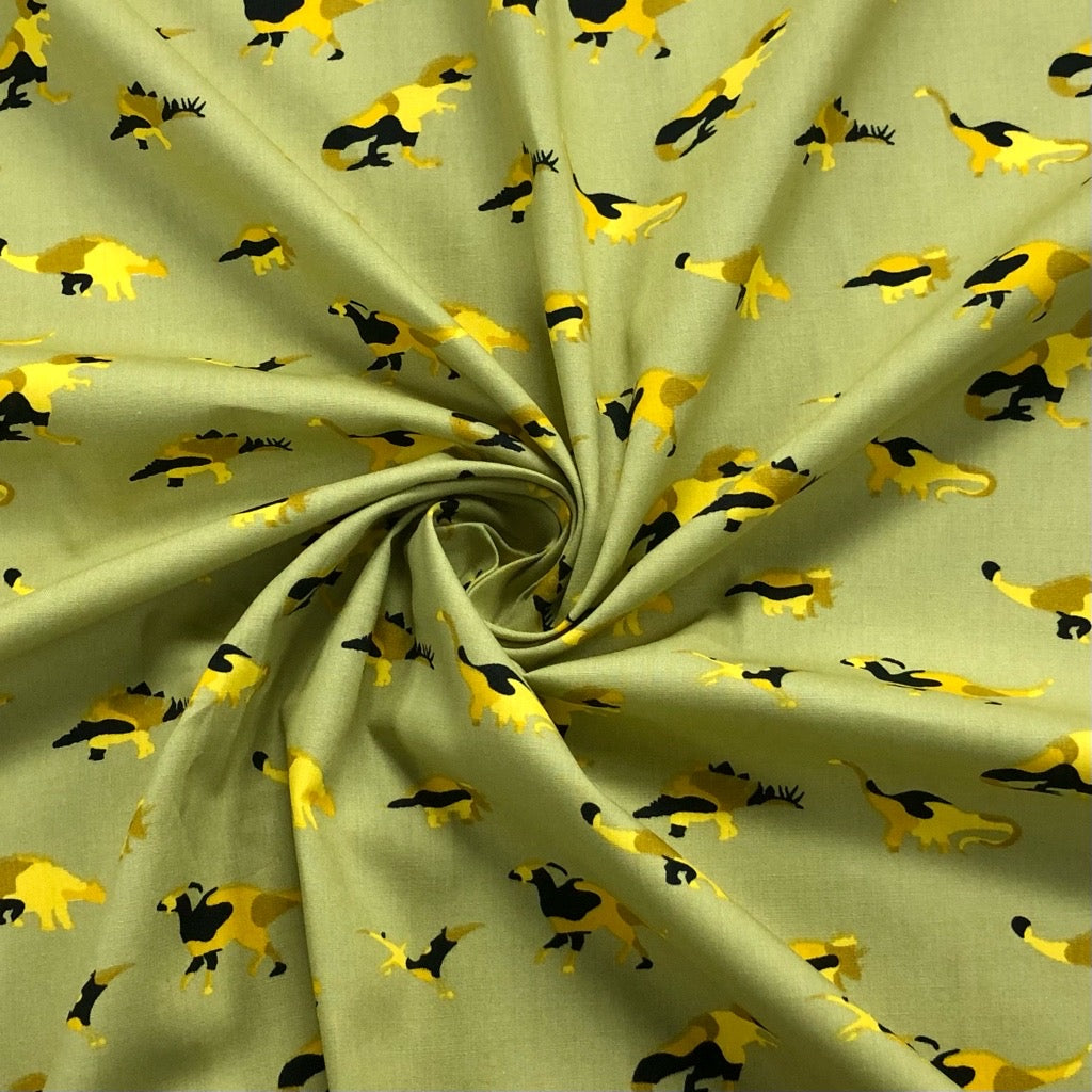 Camouflage Dinosaurs Cotton Fabric - Pound Fabrics