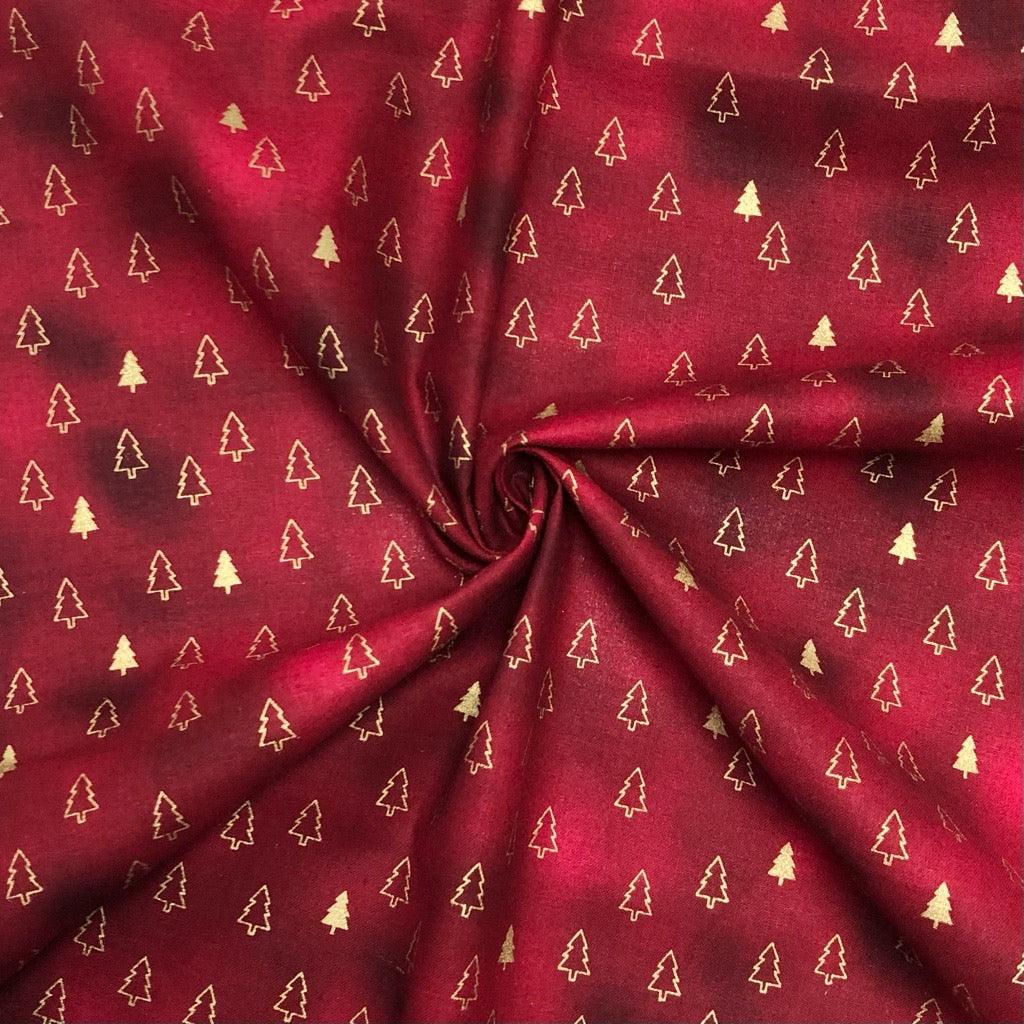 Metallic Foil Xmas Trees Blender Christmas Cotton Fabric - John Louden - Pound Fabrics