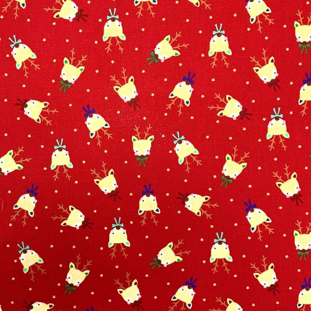 Reindeer Faces Cotton Fabric - Pound Fabrics