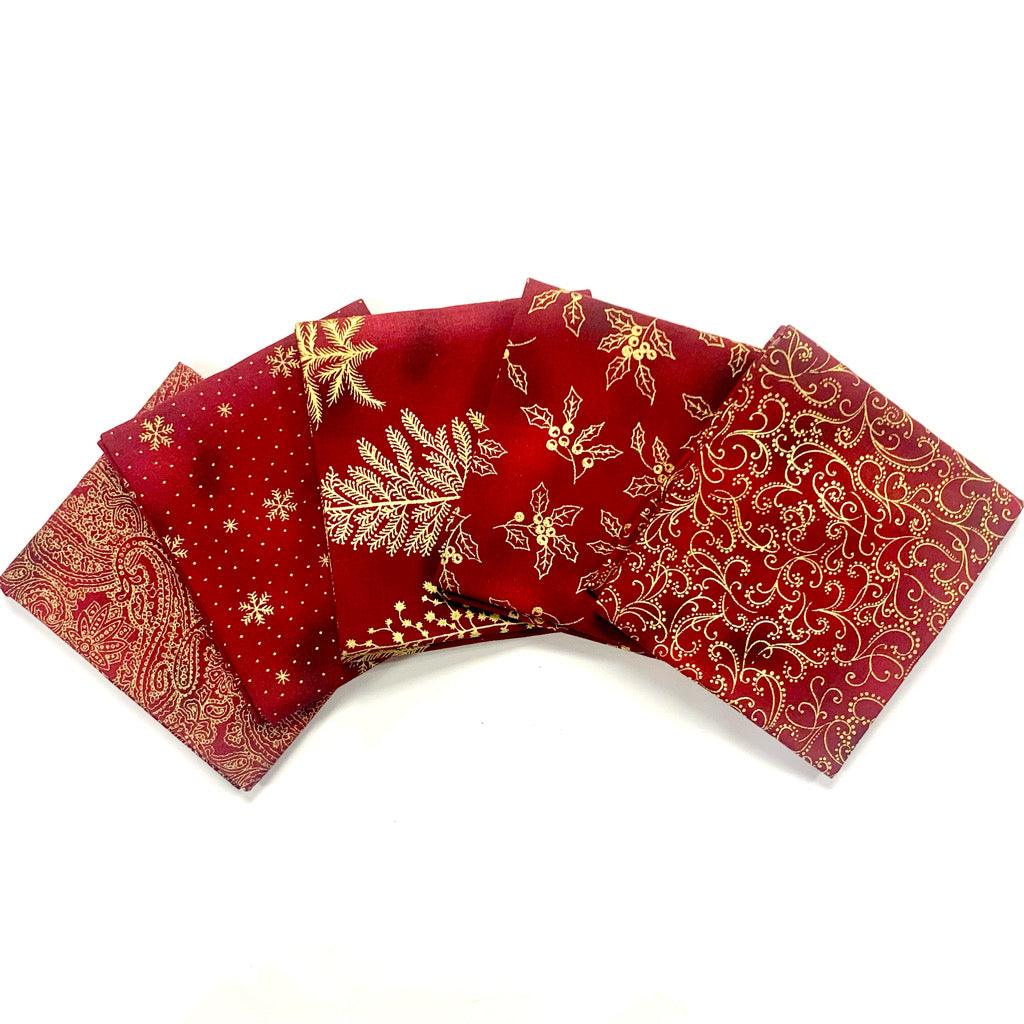 Maroon Red Blender Fat Quarter Christmas Bundle - No.15 - Pound Fabrics