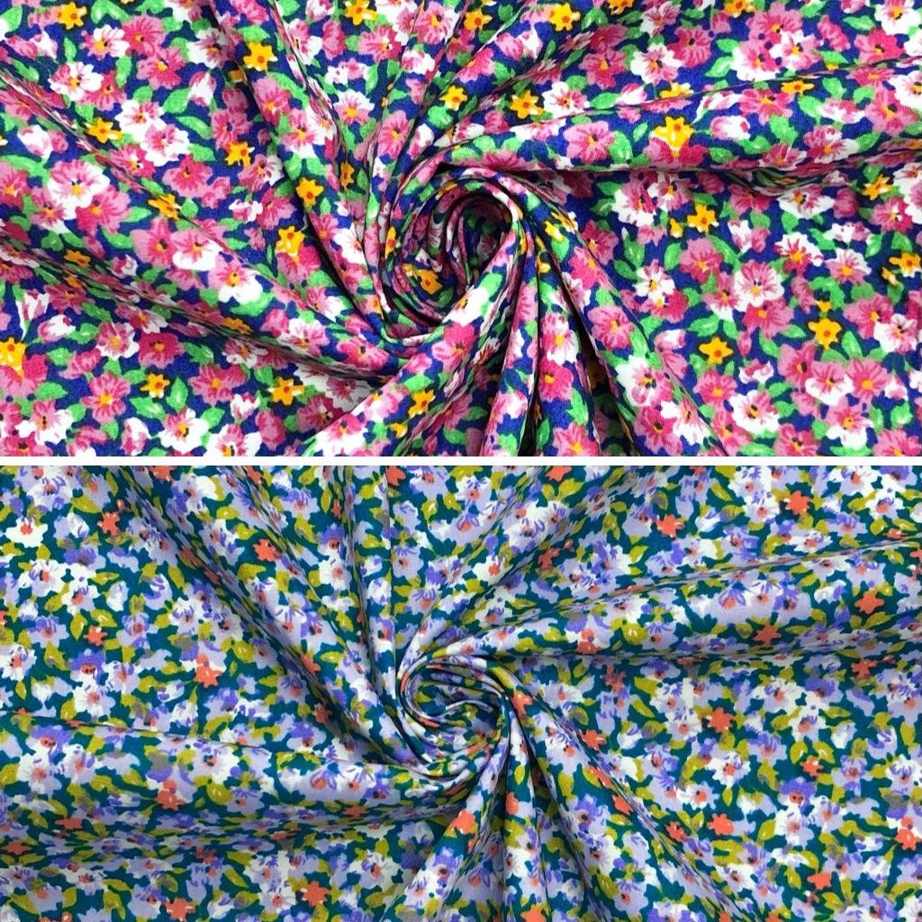 Graceful Floral Cotton Poplin Fabric - Pound Fabrics