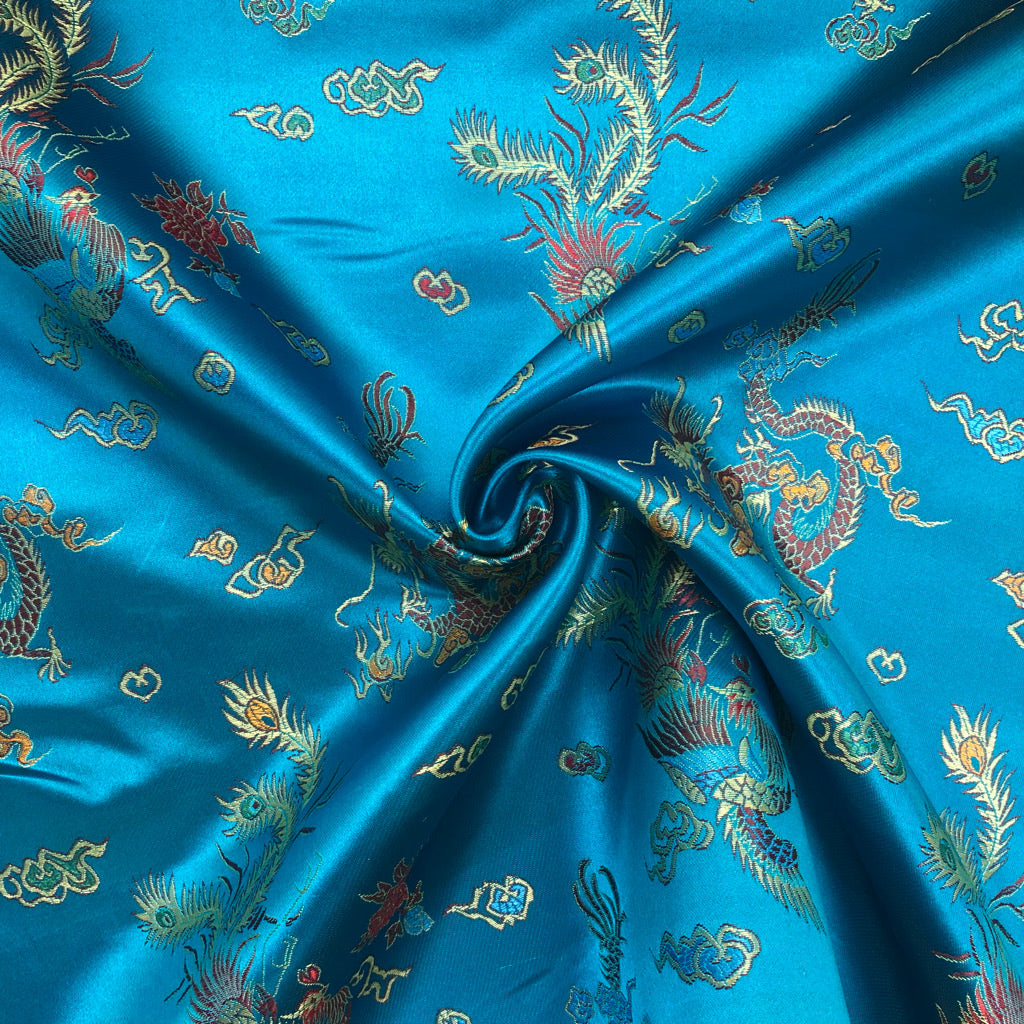 Dragons and Roosters Brocade Fabric - Pound Fabrics