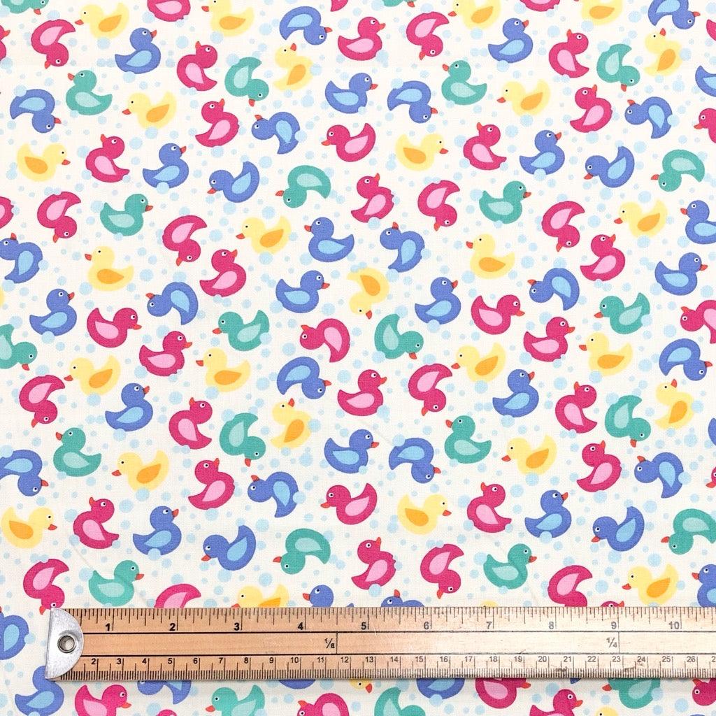 Multicoloured Ducks Rose &amp; Hubble Cotton Poplin Fabric - Pound Fabrics