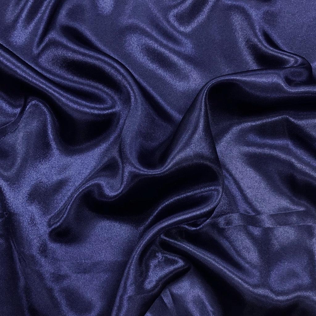 Plain Navy Polyester Satin Fabric - Pound Fabrics