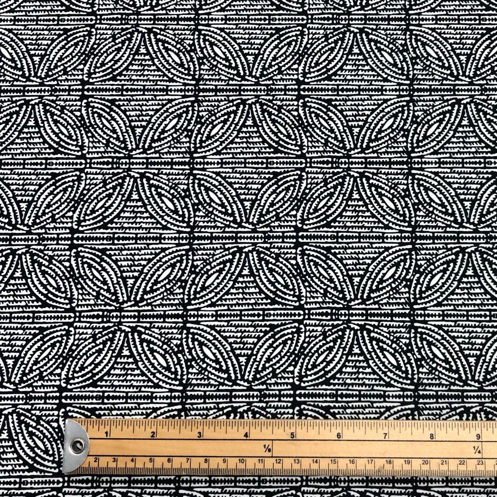 Black and Ivory Design Lycra Spandex Fabric - Pound Fabrics