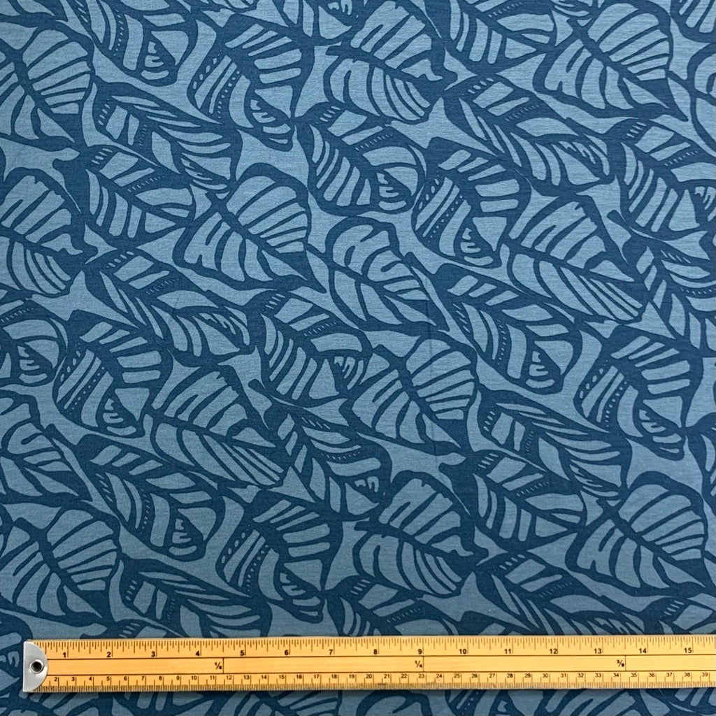 Leaf Outline Viscose Jersey Fabric - Pound Fabrics