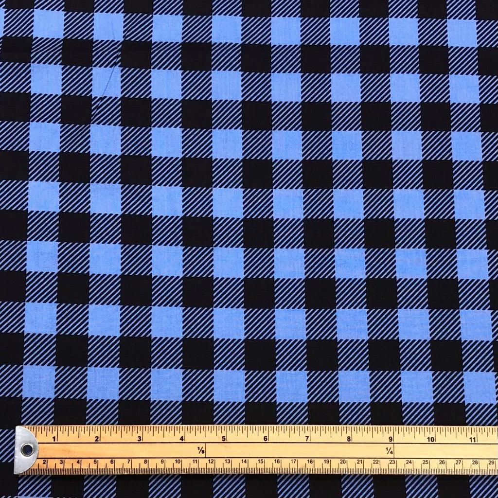 Blue and Black Checkered Cotton Poplin Fabric - 58" wide - Pound Fabrics