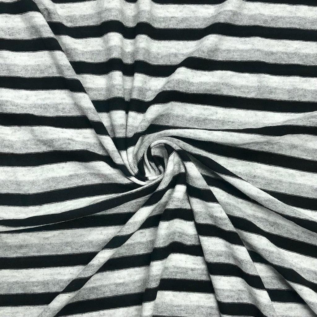 Grey and Black Striped Jersey Fabric - Pound Fabrics