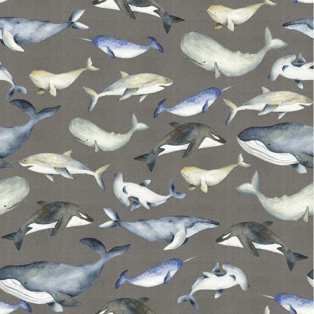 Digital Watercolor Sea Animals Organic Cotton Jersey Fabric - Pound Fabrics