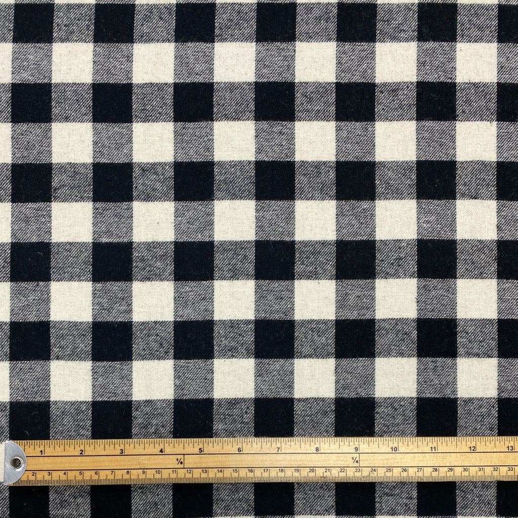Black and Cream Checkered Brushed Cotton Fabric - Pound Fabrics