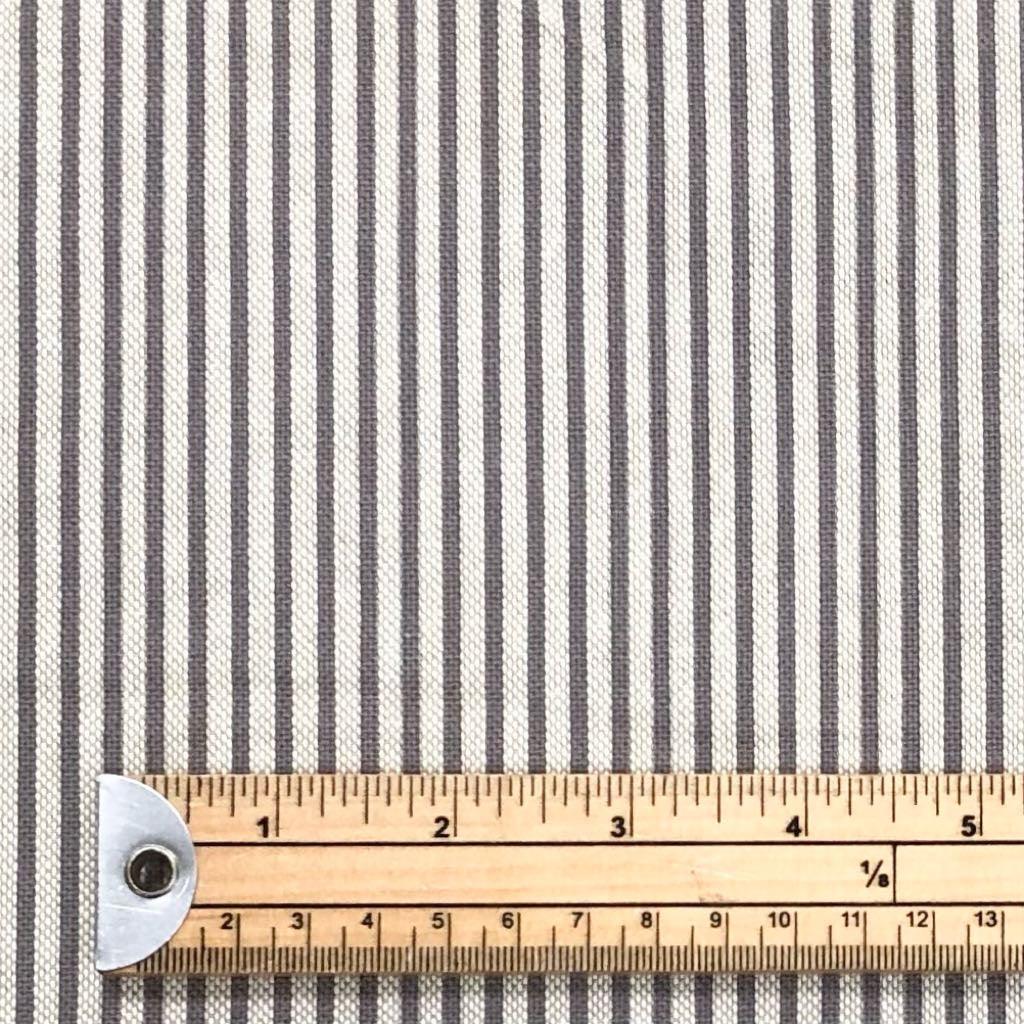 Grey Striped Cotton Canvas Fabric - Pound Fabrics