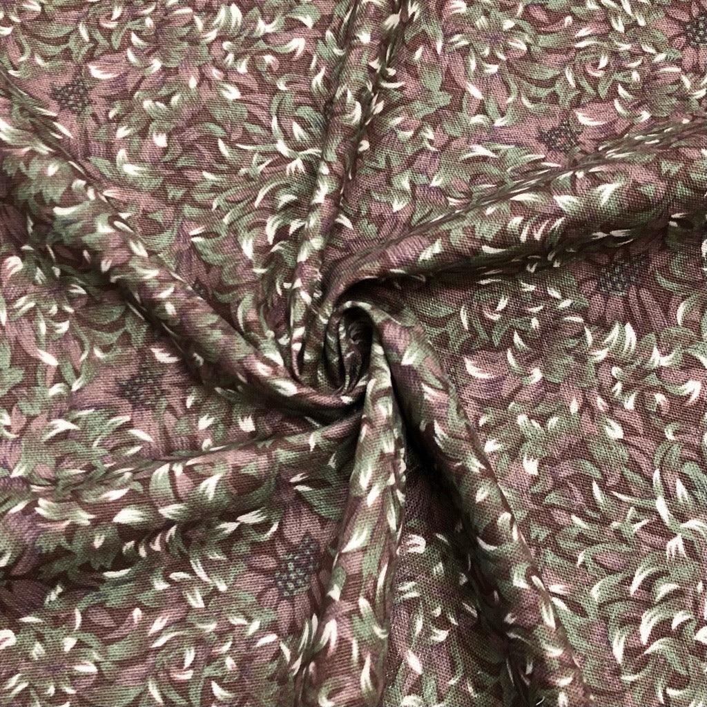 All Over Flowers and Leaves Cotton Canvas Fabric - Pound Fabrics