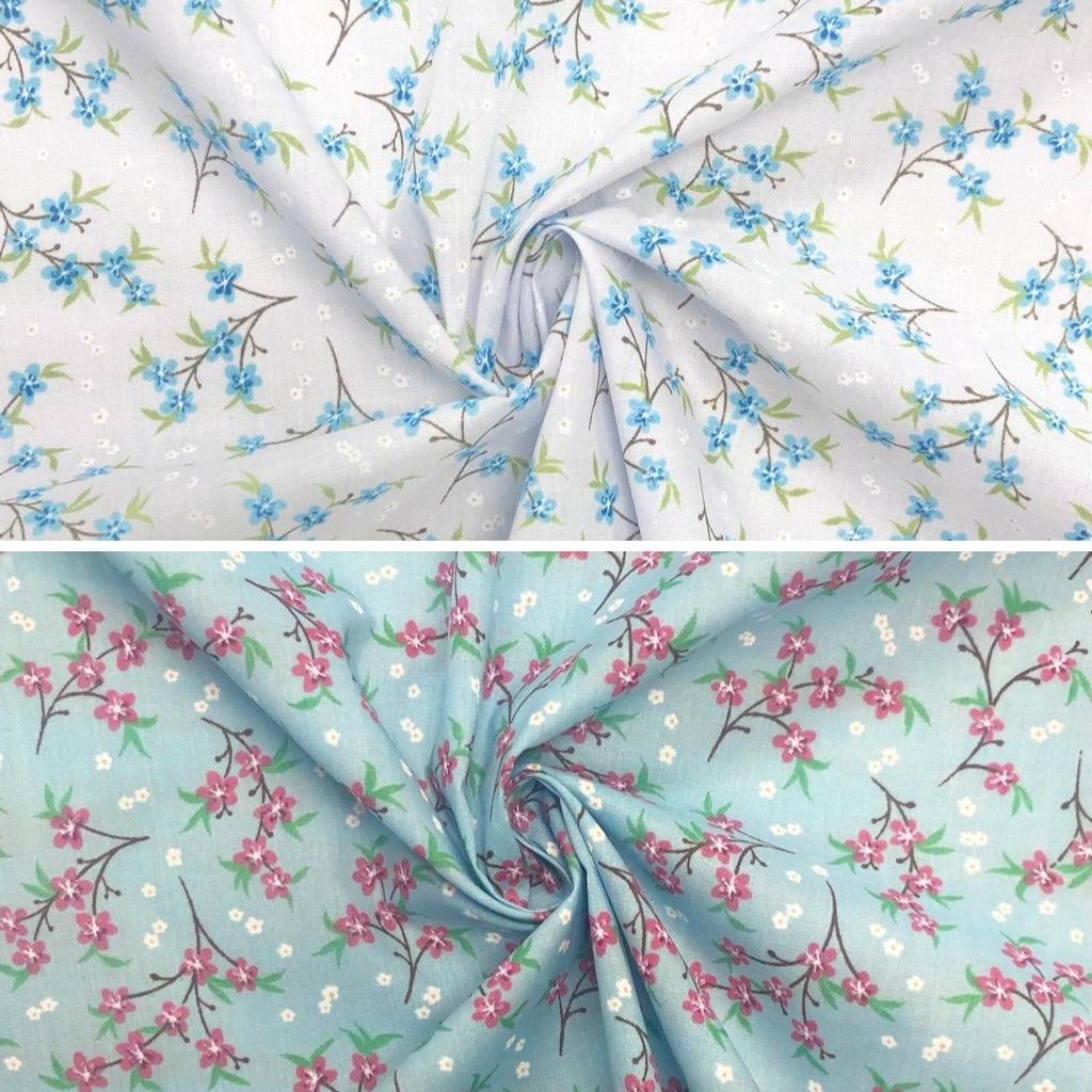 Spring Flower Branches Polycotton Fabric - Pound Fabrics