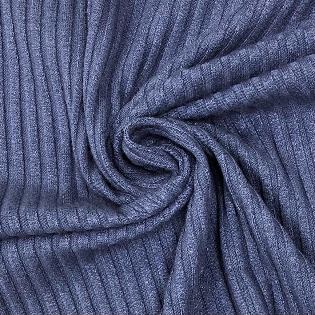 Blue Ribbed Jersey Knit Fabric - Pound Fabrics