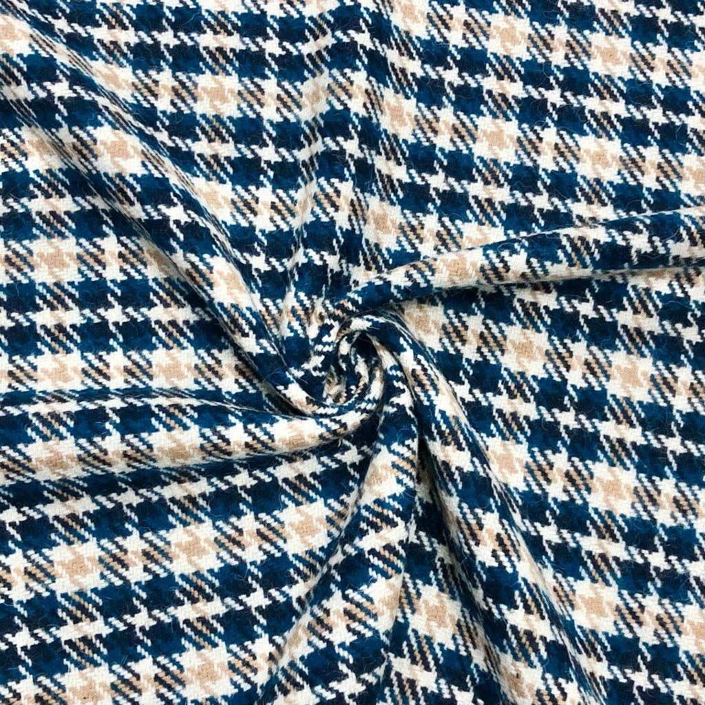 Woven Checkered Wool Blend Fabric - Pound Fabrics