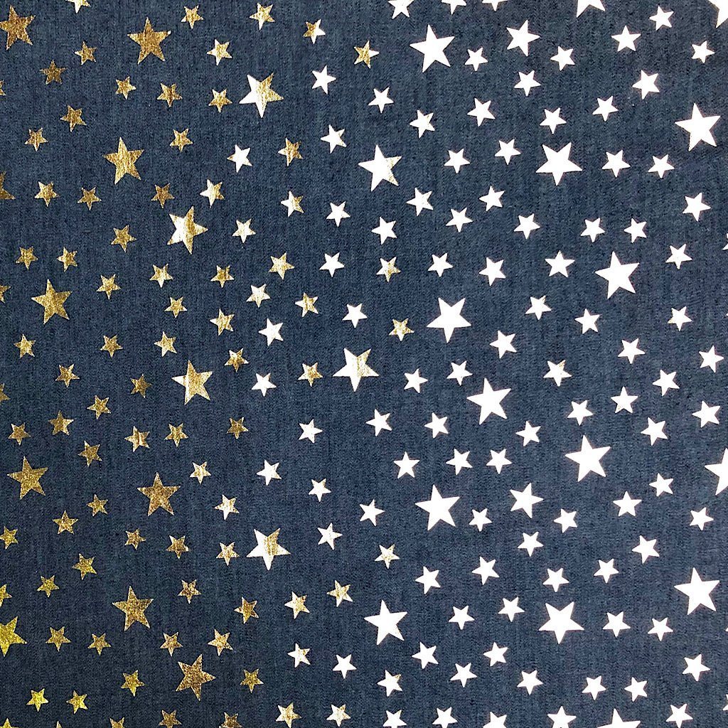 Gold Star Chambray Denim Fabric (6565556944919)