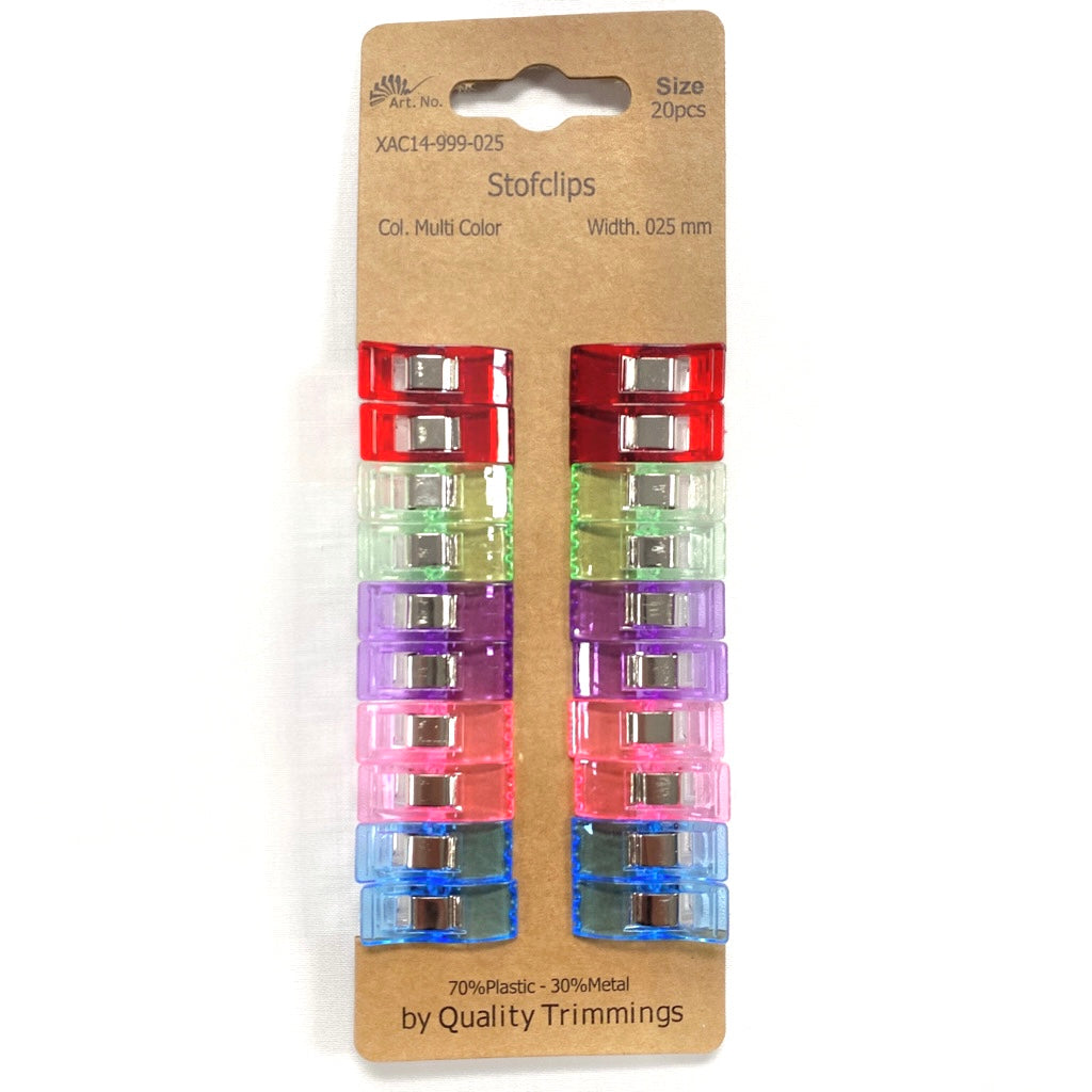 Multicolour Fabric Sewing Clips - Pack of 20