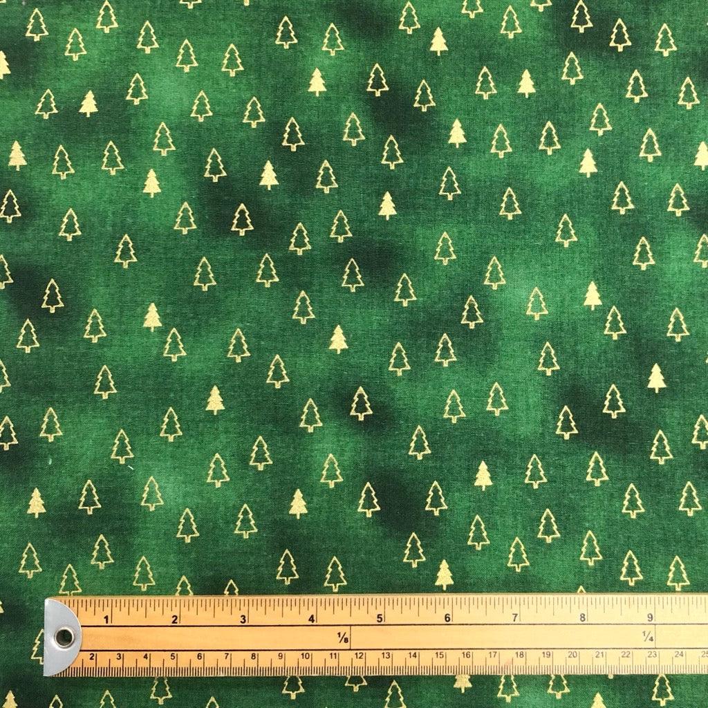 Metallic Foil Xmas Trees Blender Christmas Cotton Fabric - John Louden - Pound Fabrics